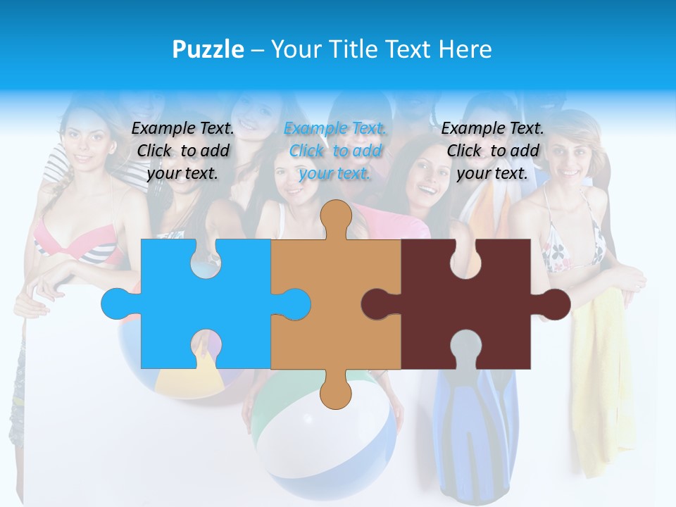 Beach Group Caucasian PowerPoint Template