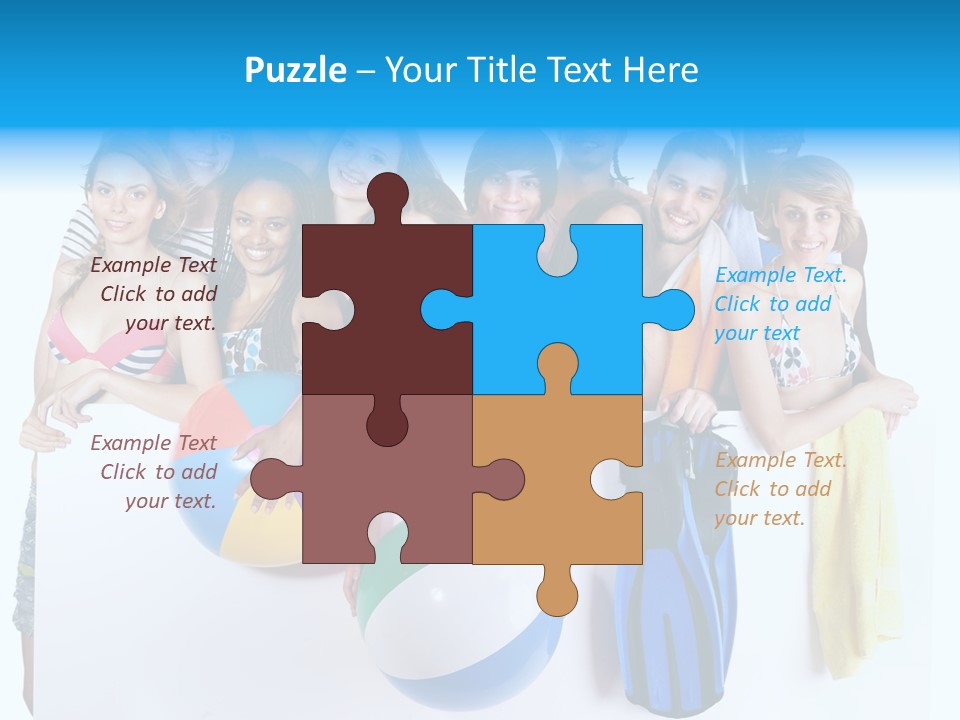 Beach Group Caucasian PowerPoint Template