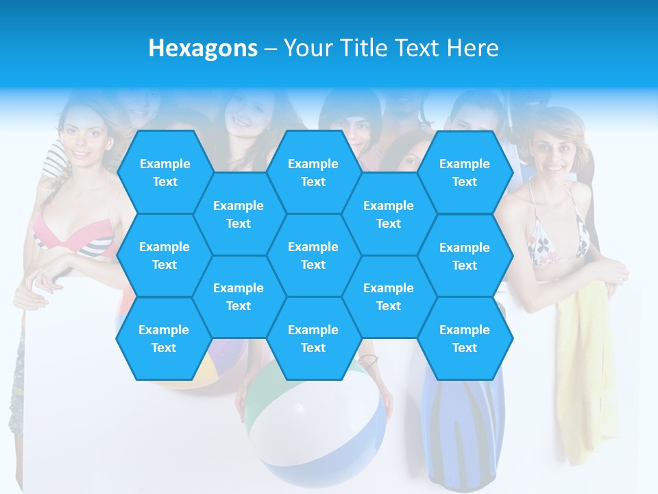 Beach Group Caucasian PowerPoint Template