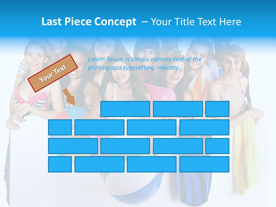 Beach Group Caucasian PowerPoint Template