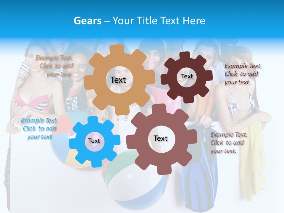 Beach Group Caucasian PowerPoint Template