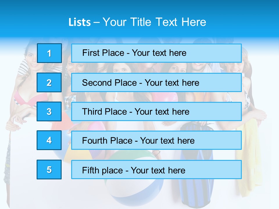Beach Group Caucasian PowerPoint Template