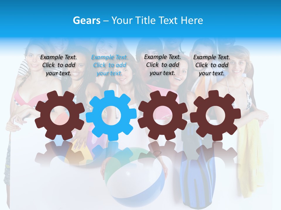 Beach Group Caucasian PowerPoint Template