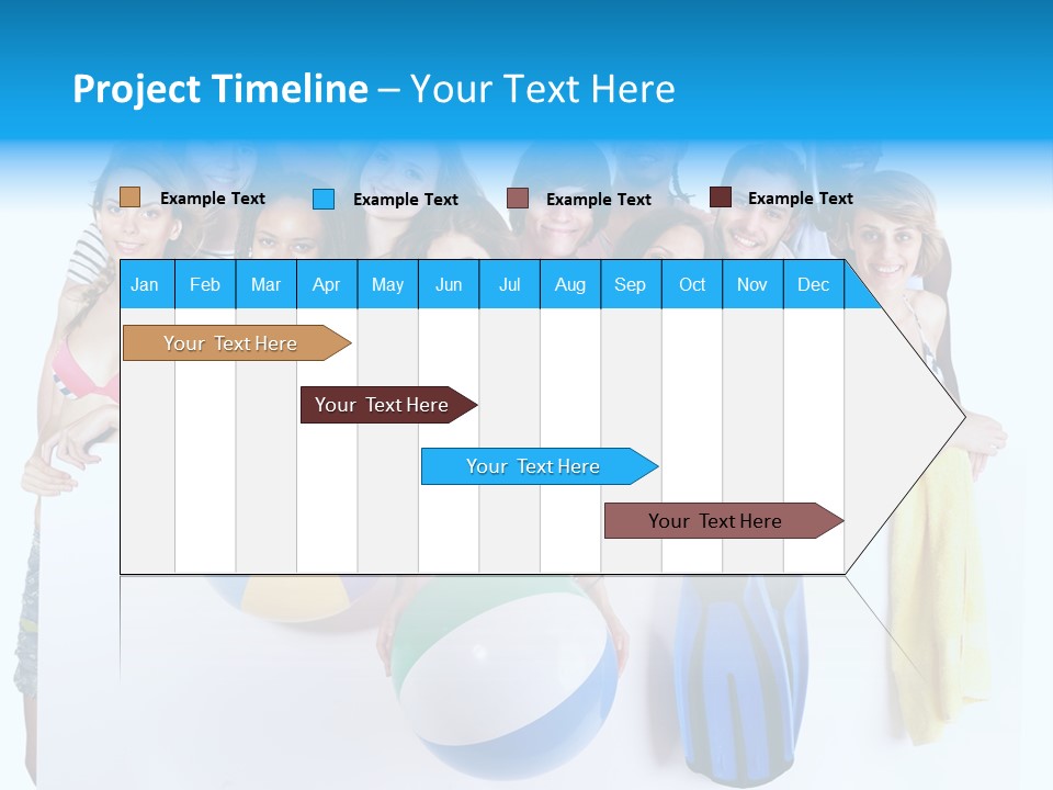 Beach Group Caucasian PowerPoint Template