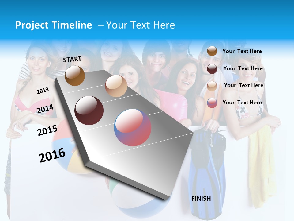 Beach Group Caucasian PowerPoint Template