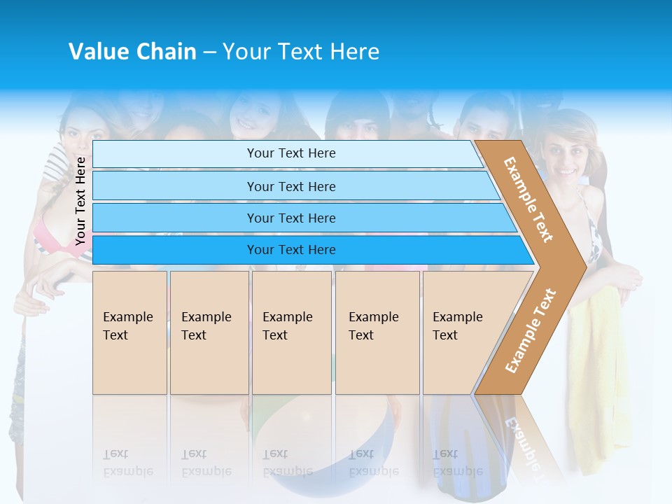 Beach Group Caucasian PowerPoint Template