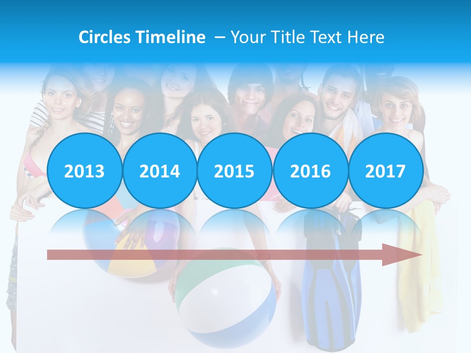Beach Group Caucasian PowerPoint Template