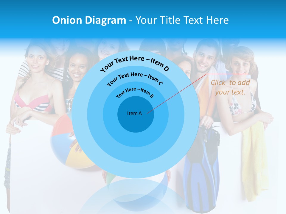 Beach Group Caucasian PowerPoint Template