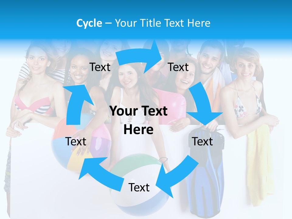 Beach Group Caucasian PowerPoint Template