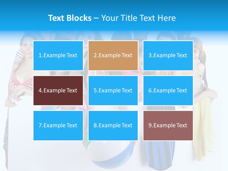 Beach Group Caucasian PowerPoint Template
