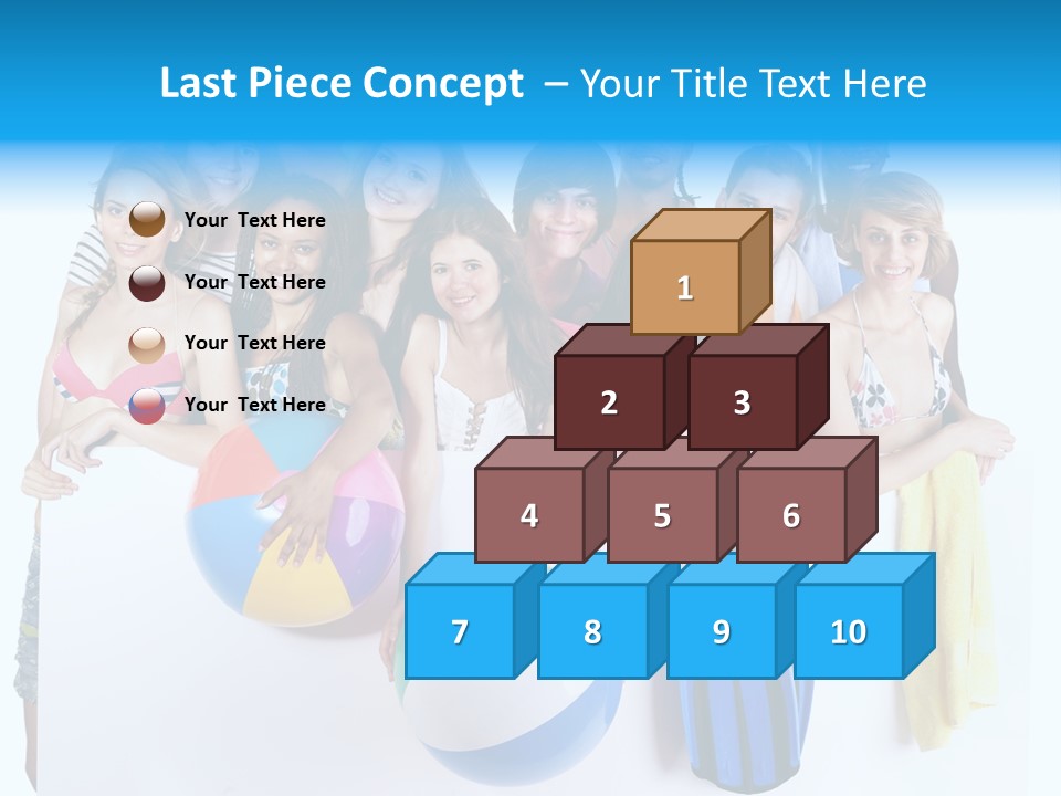 Beach Group Caucasian PowerPoint Template