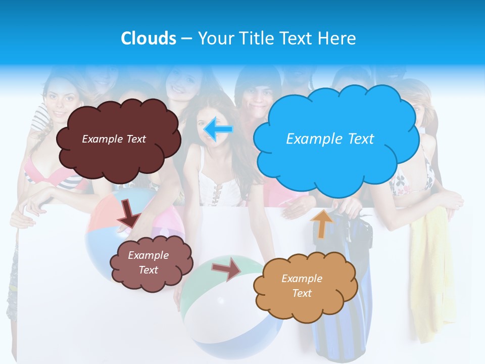 Beach Group Caucasian PowerPoint Template