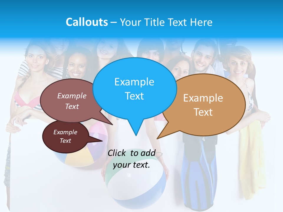 Beach Group Caucasian PowerPoint Template