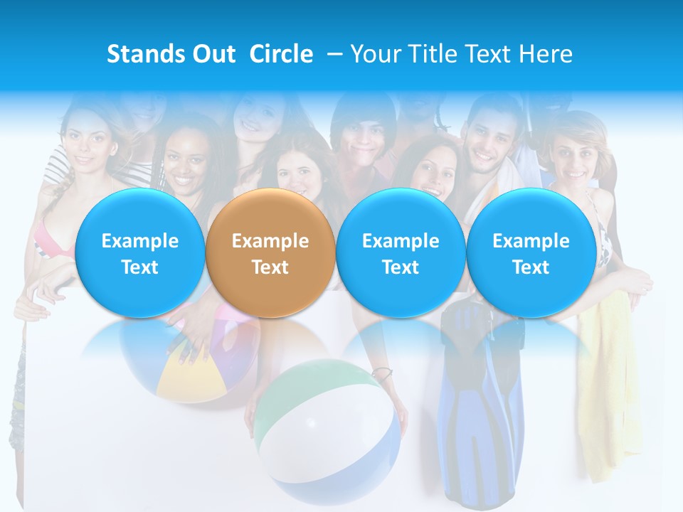 Beach Group Caucasian PowerPoint Template