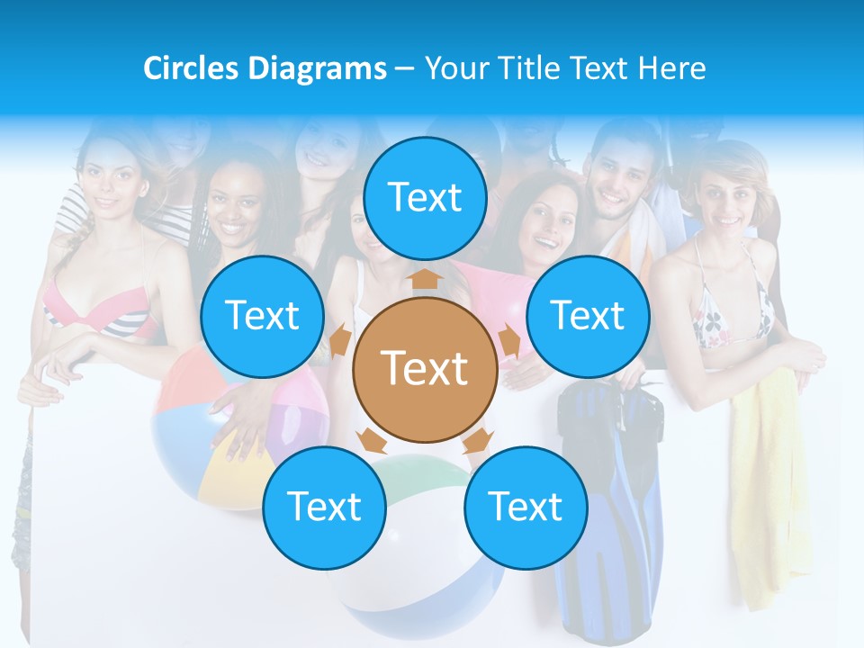 Beach Group Caucasian PowerPoint Template