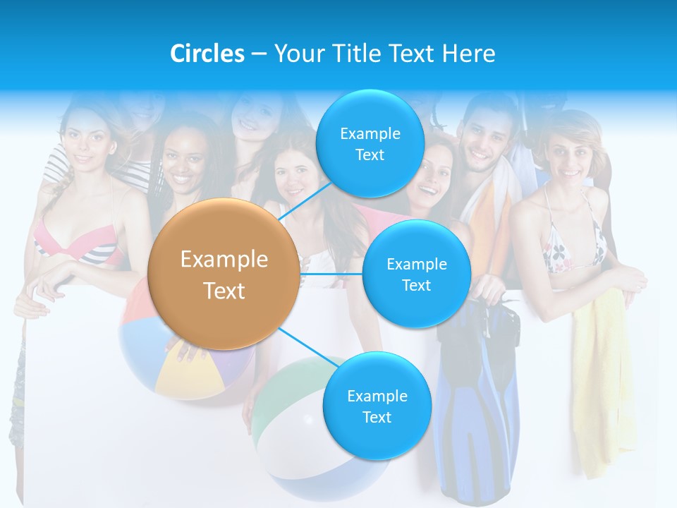 Beach Group Caucasian PowerPoint Template