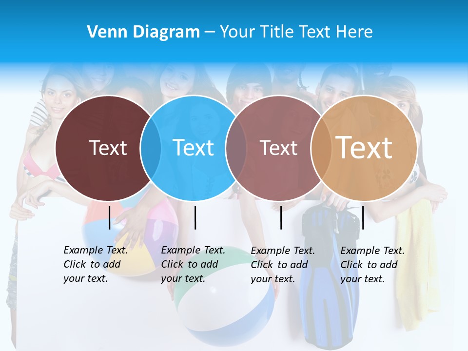 Beach Group Caucasian PowerPoint Template