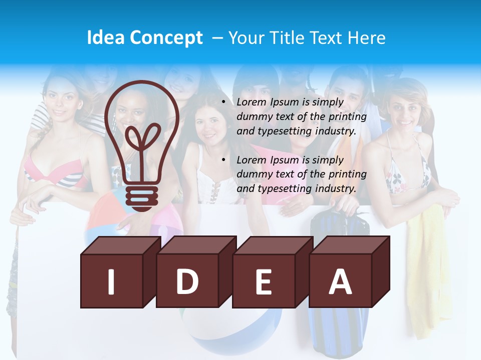 Beach Group Caucasian PowerPoint Template