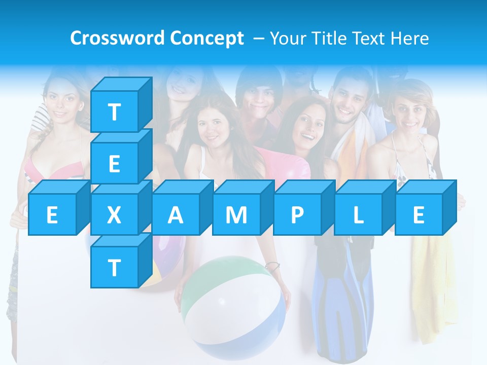 Beach Group Caucasian PowerPoint Template
