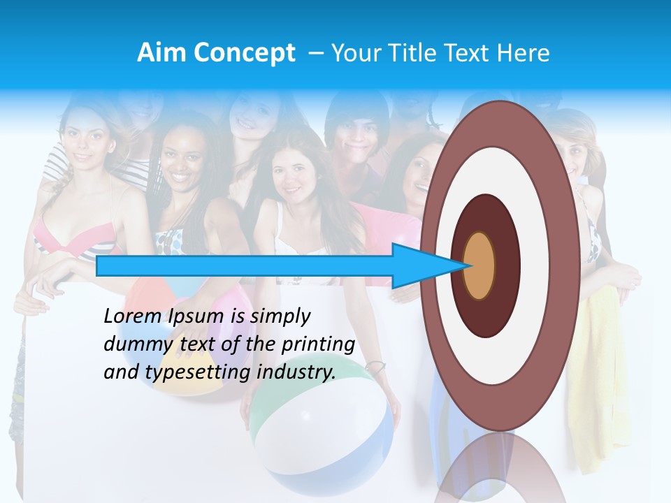 Beach Group Caucasian PowerPoint Template