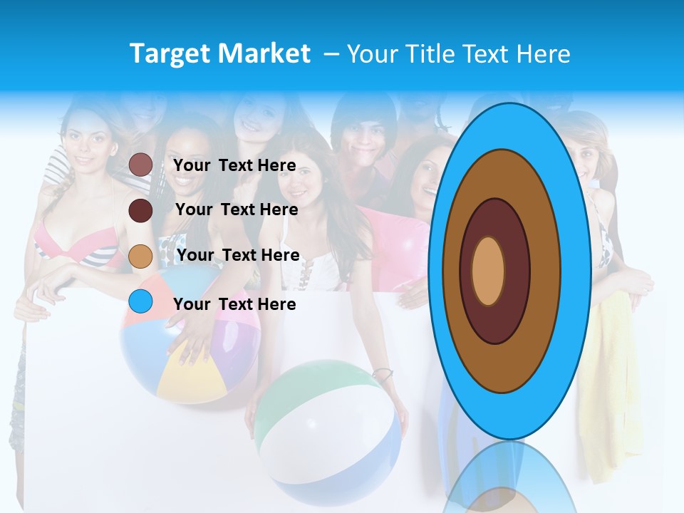 Beach Group Caucasian PowerPoint Template