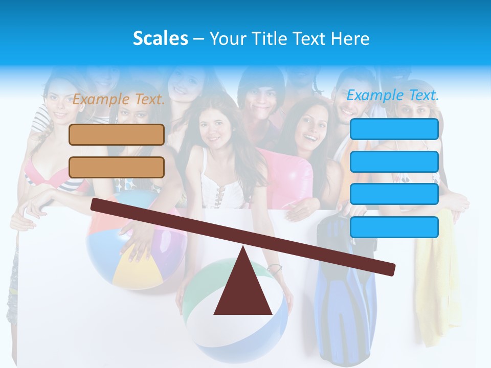Beach Group Caucasian PowerPoint Template