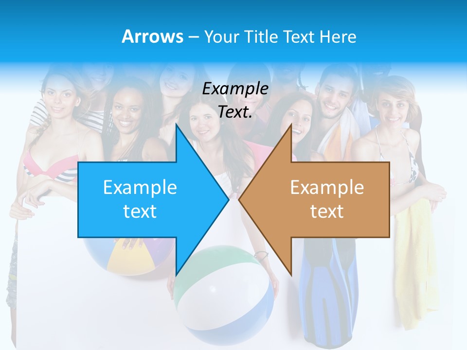 Beach Group Caucasian PowerPoint Template