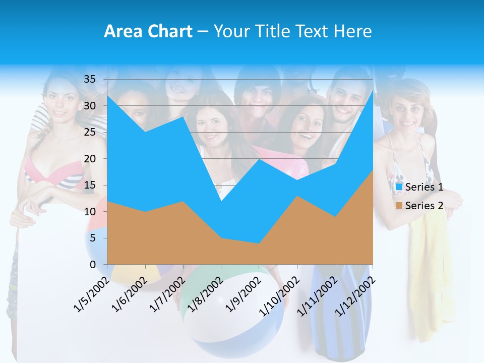 Beach Group Caucasian PowerPoint Template