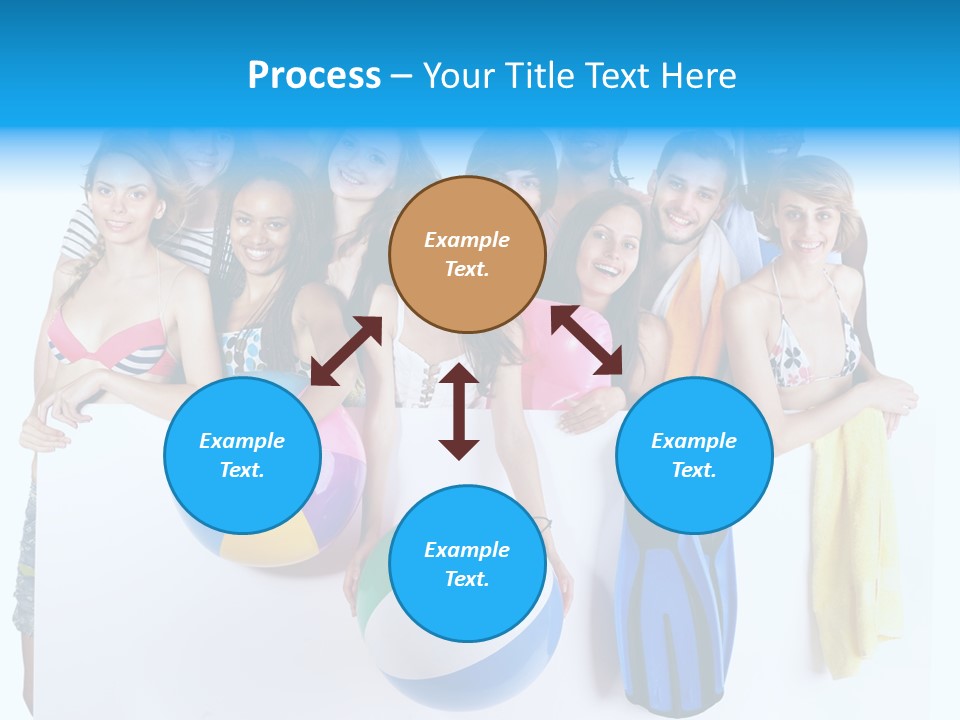 Beach Group Caucasian PowerPoint Template