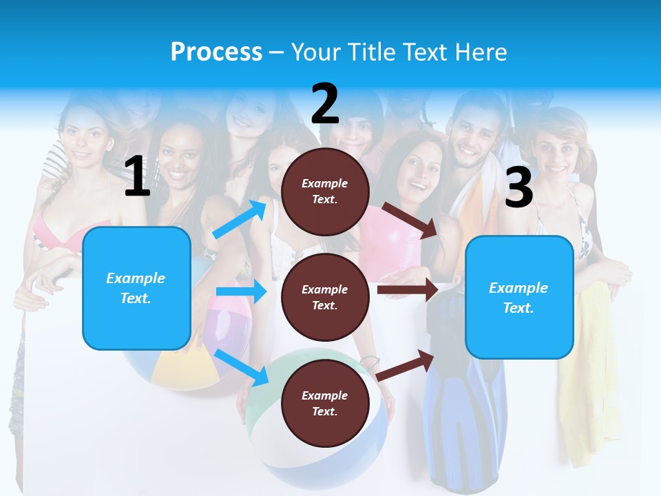Beach Group Caucasian PowerPoint Template