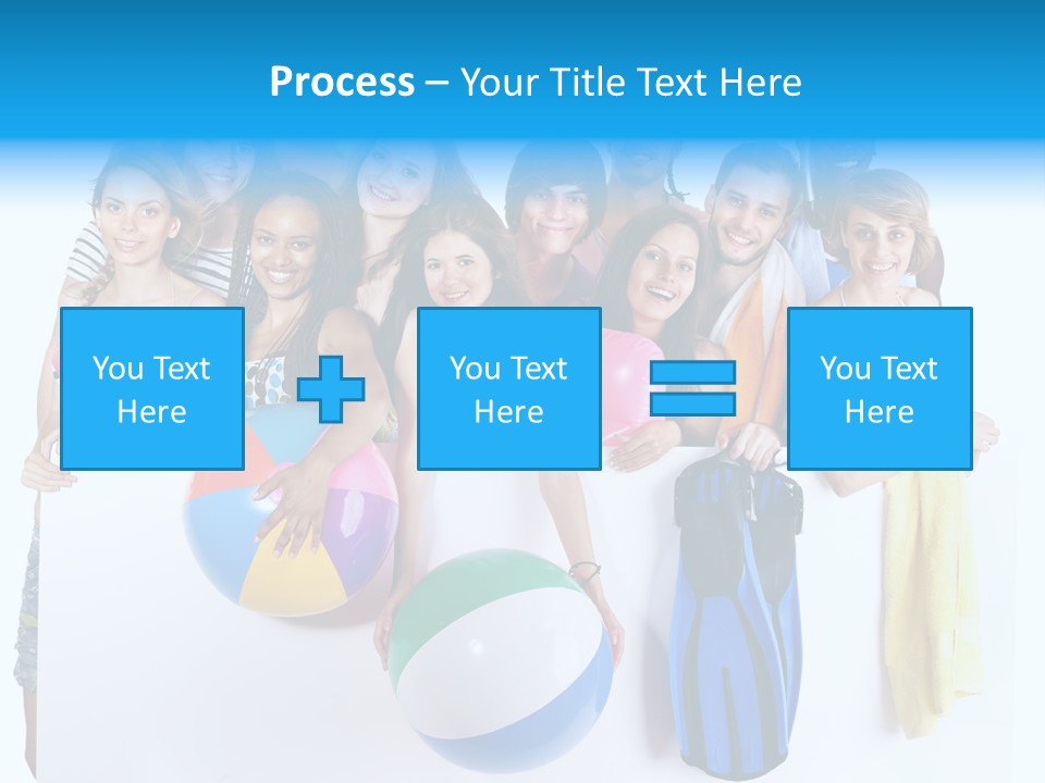 Beach Group Caucasian PowerPoint Template