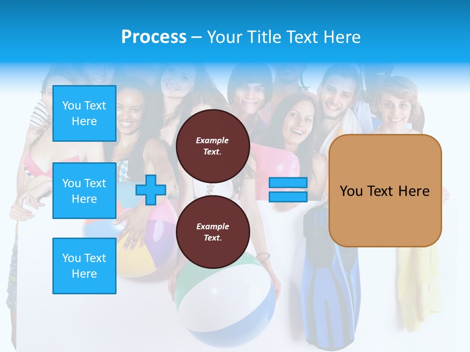 Beach Group Caucasian PowerPoint Template