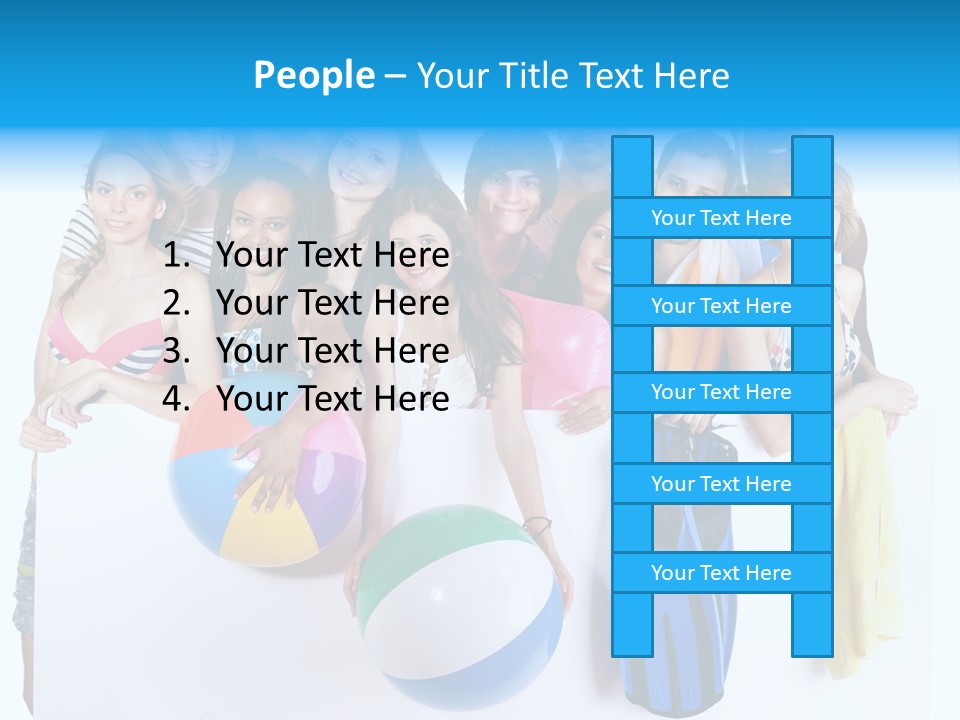 Beach Group Caucasian PowerPoint Template