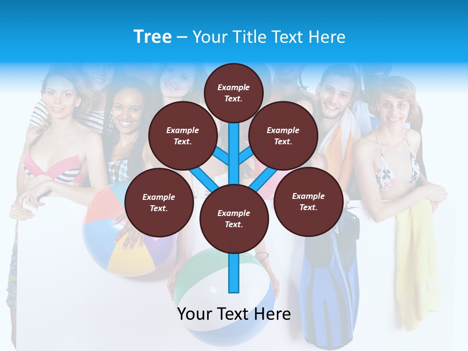 Beach Group Caucasian PowerPoint Template