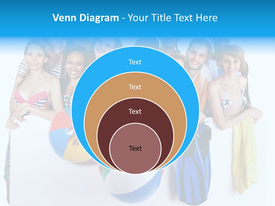 Beach Group Caucasian PowerPoint Template