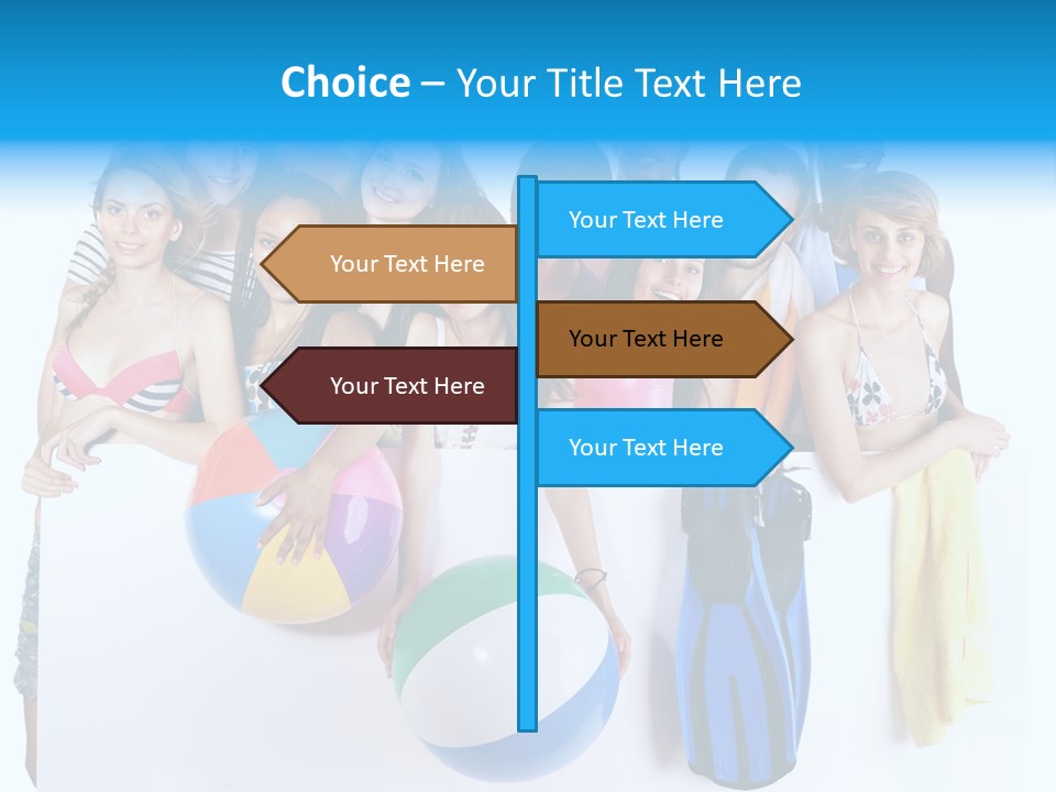 Beach Group Caucasian PowerPoint Template