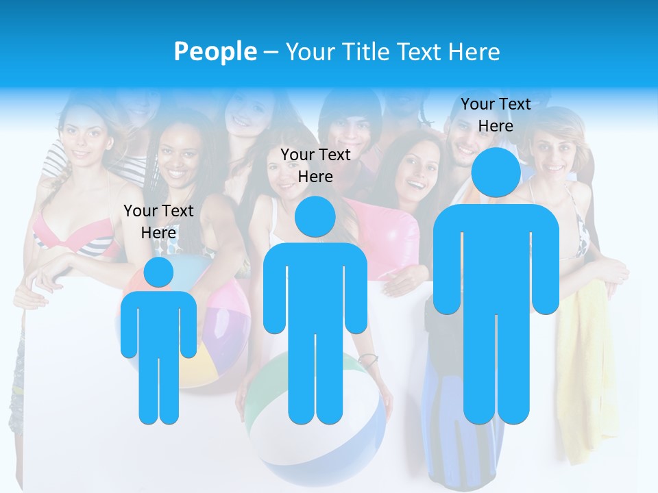 Beach Group Caucasian PowerPoint Template