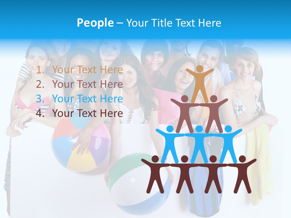Beach Group Caucasian PowerPoint Template