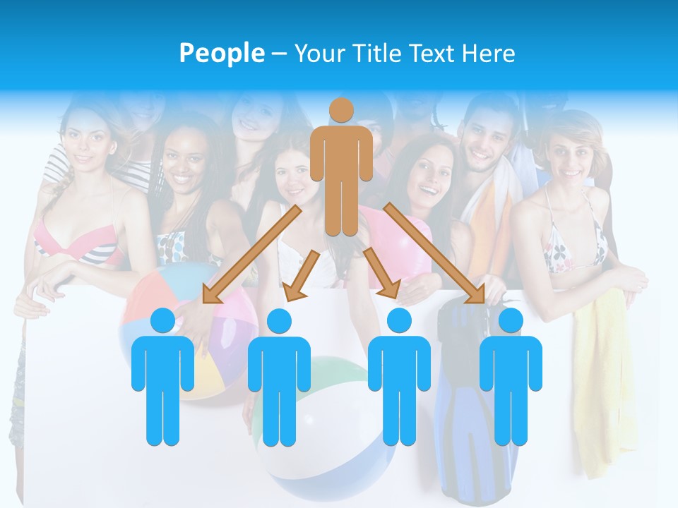 Beach Group Caucasian PowerPoint Template