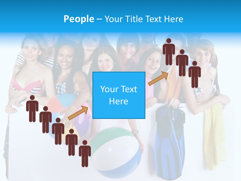 Beach Group Caucasian PowerPoint Template