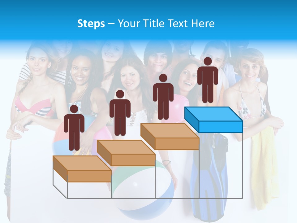 Beach Group Caucasian PowerPoint Template