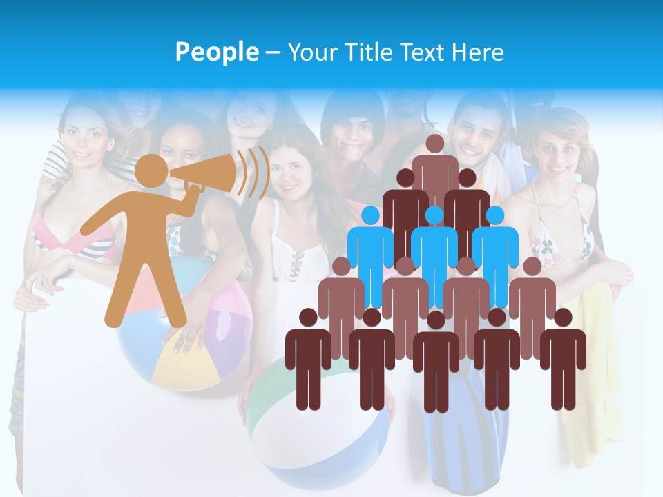 Beach Group Caucasian PowerPoint Template