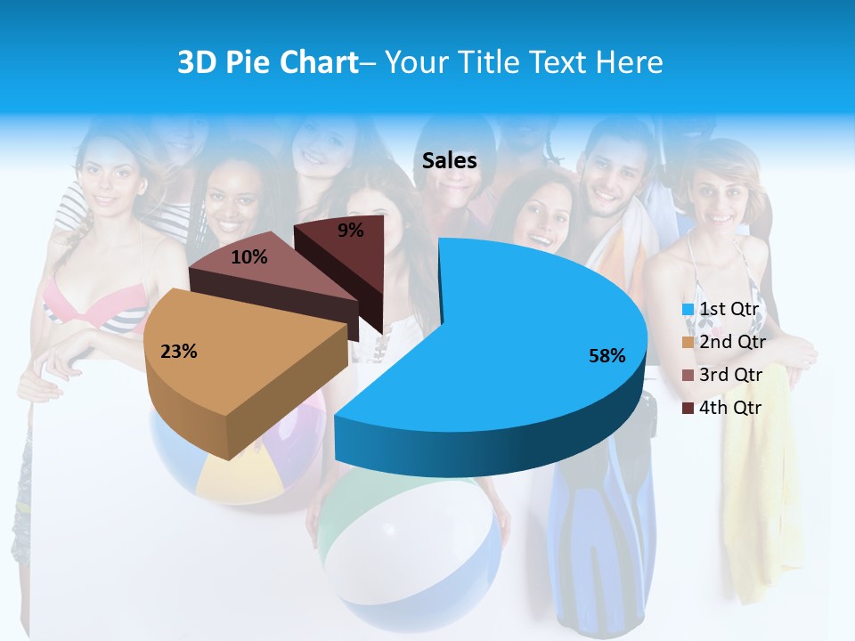 Beach Group Caucasian PowerPoint Template