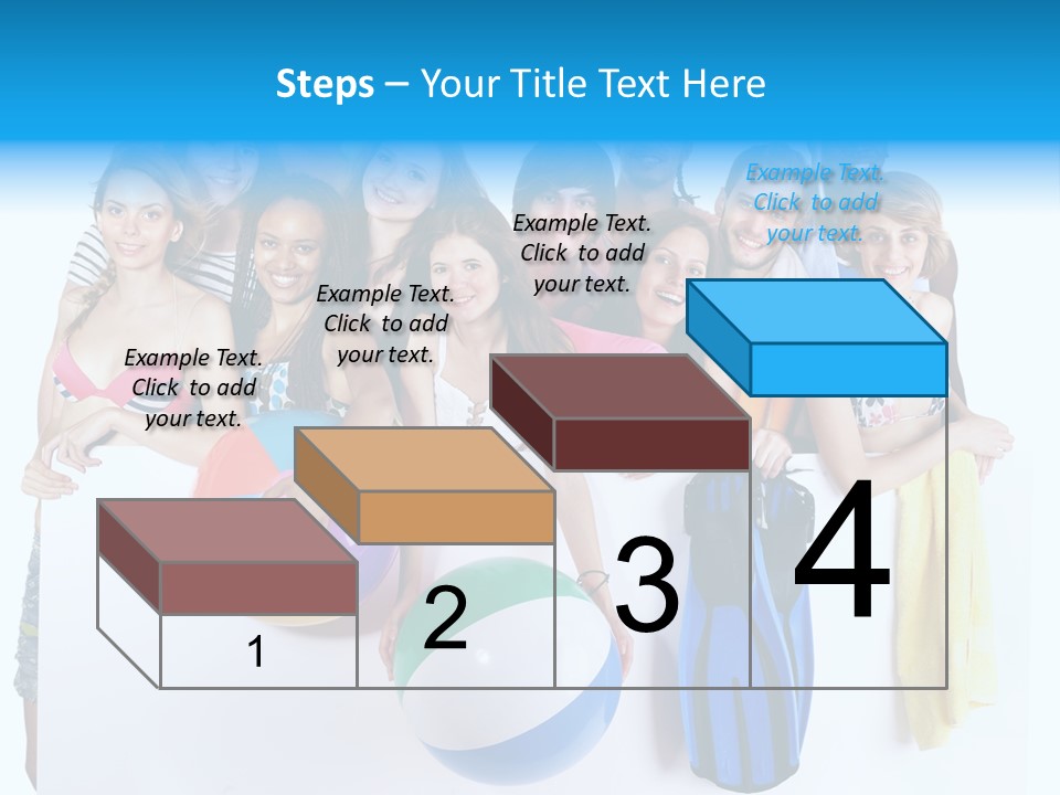 Beach Group Caucasian PowerPoint Template