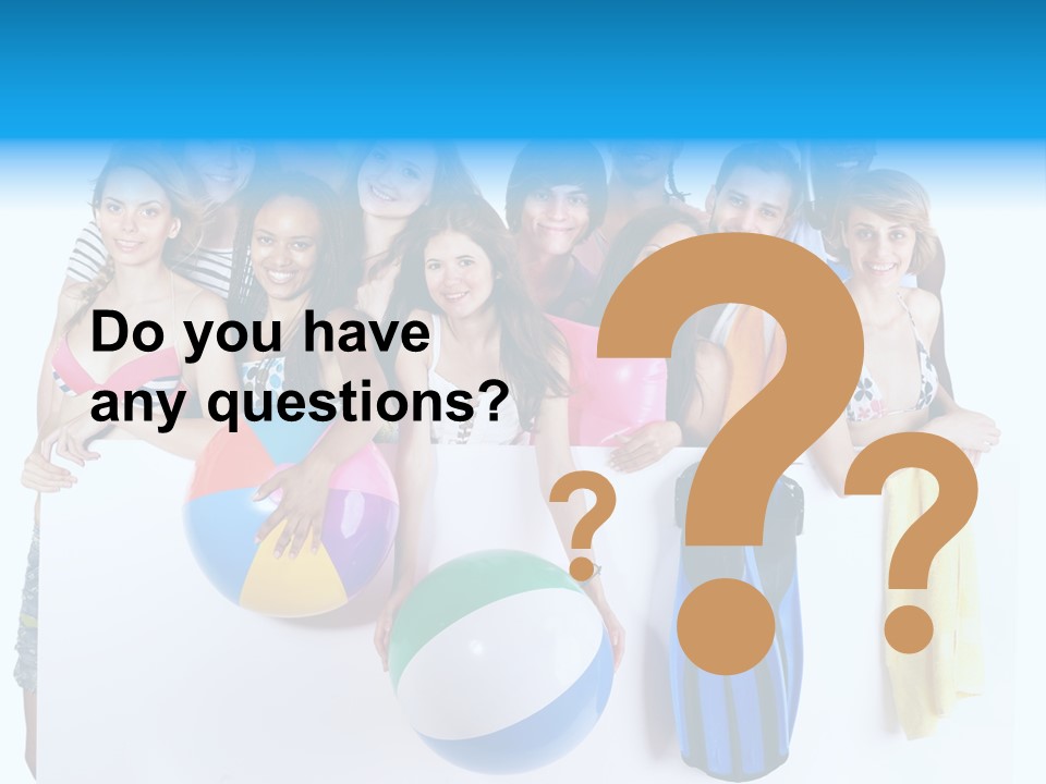 Beach Group Caucasian PowerPoint Template