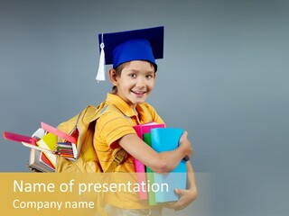 Book Boy Schoolchild PowerPoint Template