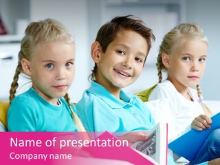 Schoolkid Together Caucasian PowerPoint Template