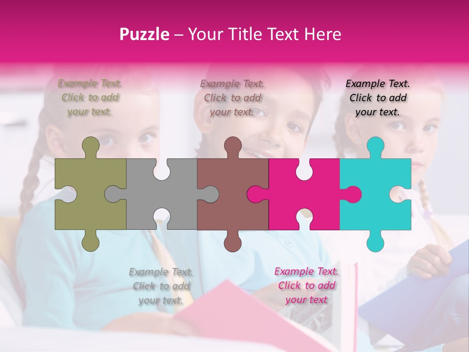 Schoolkid Together Caucasian PowerPoint Template