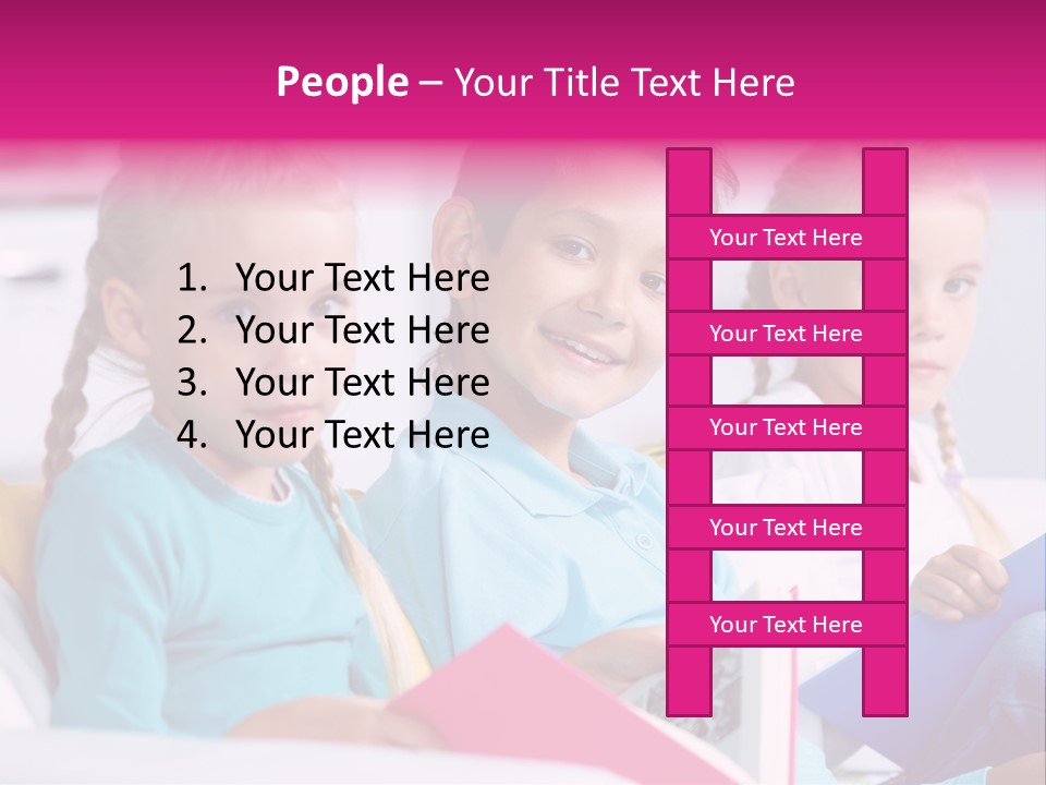 Schoolkid Together Caucasian PowerPoint Template