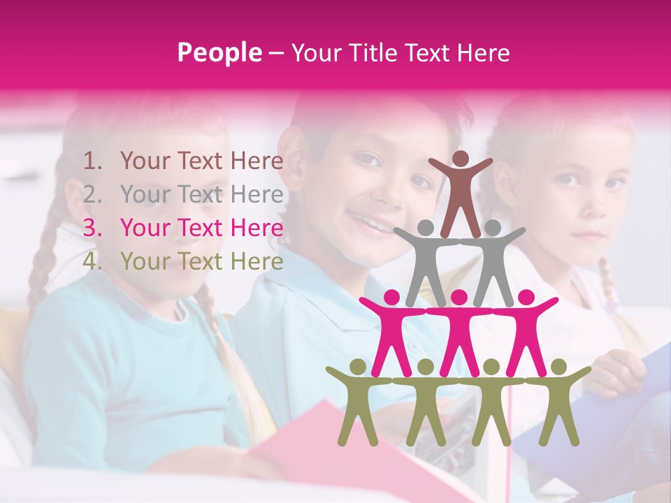 Schoolkid Together Caucasian PowerPoint Template